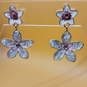 Elegant Floral Gold and Pink Earrings